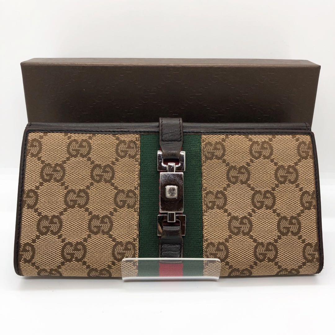 グッチ 長財布 二つ折り シェリーライン ジャッキー ブラウン GG柄