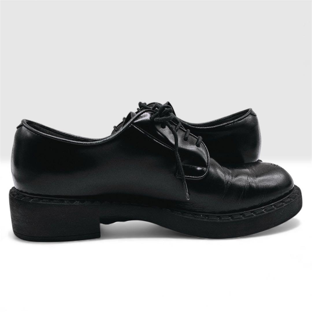 と*ぃ様 PRADA DNC713プレーン トゥ レザー ドレスシューズ 38