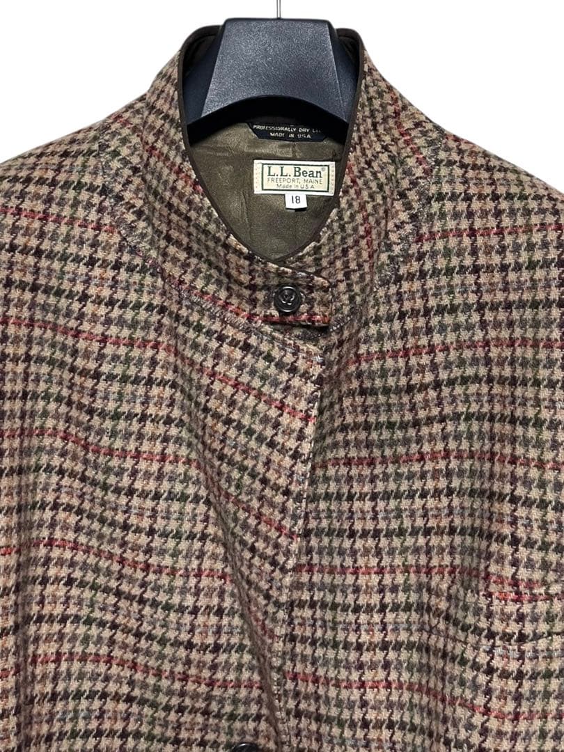 80s USA製 L.L.BEAN 千鳥格子　テーラードジャケット サイズ18