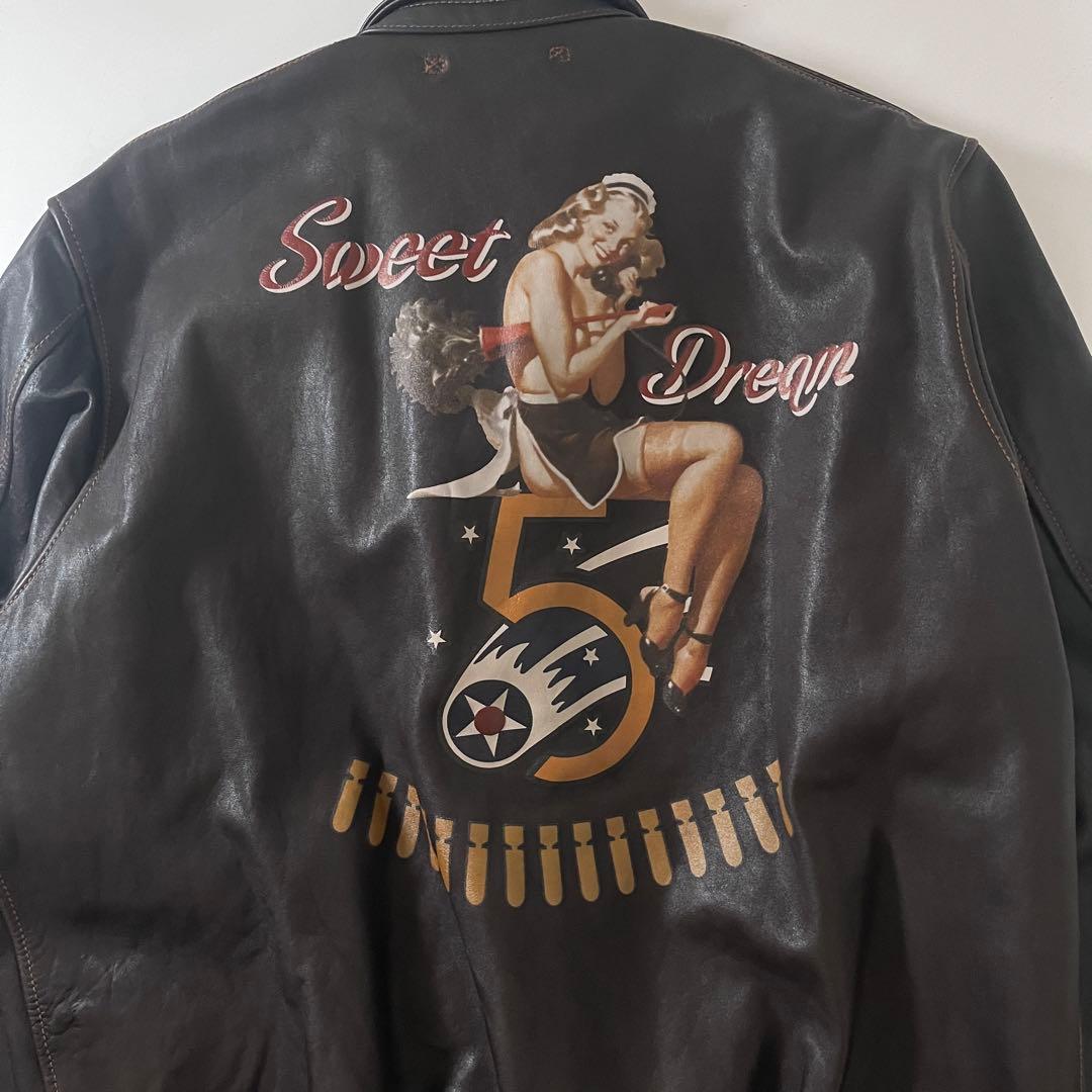 極美品 AVIREX 馬革 ピンナップガール A-2 レザーフライトジャケット未