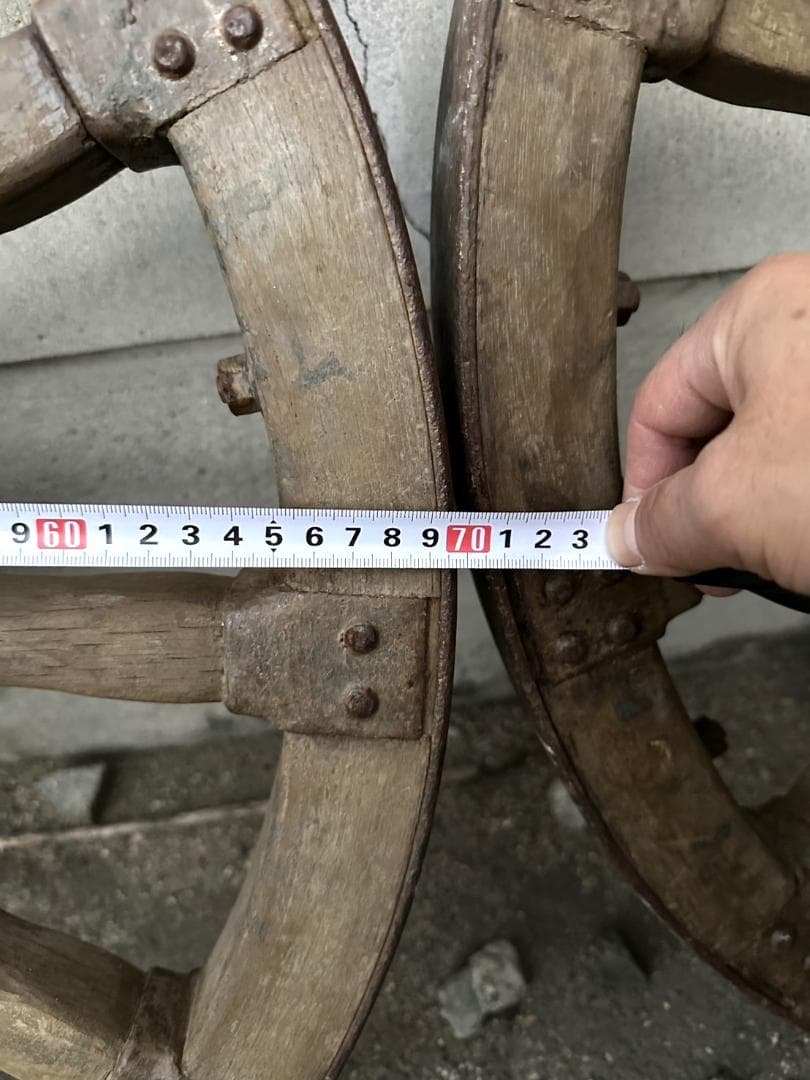 レア品 旧家 蔵出し 野戦砲 車輪 直径-約70cm 旧日本軍 大砲 骨董