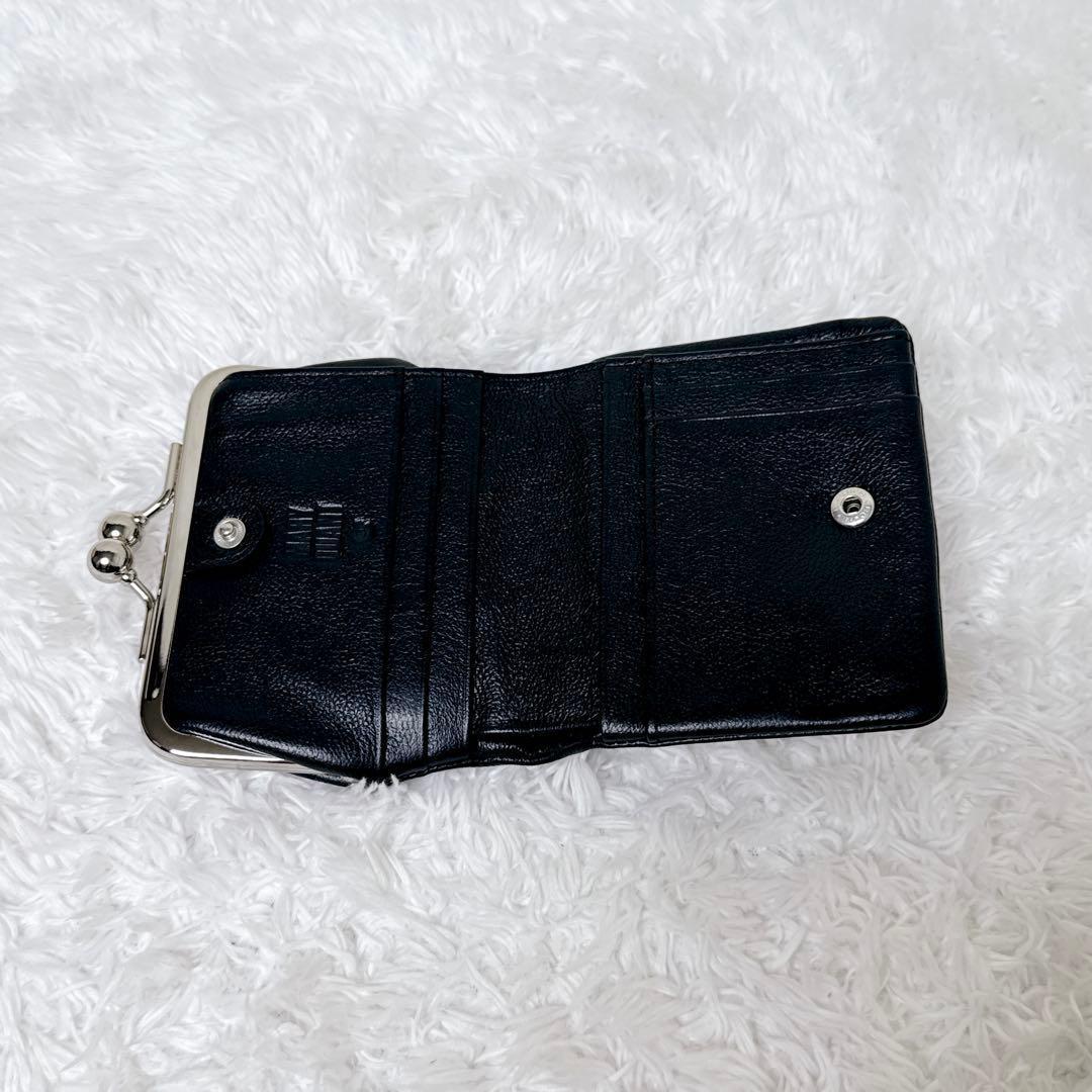 MARY QUANT フレンチシームガマロ ウォレット ブラック 財布 がま口