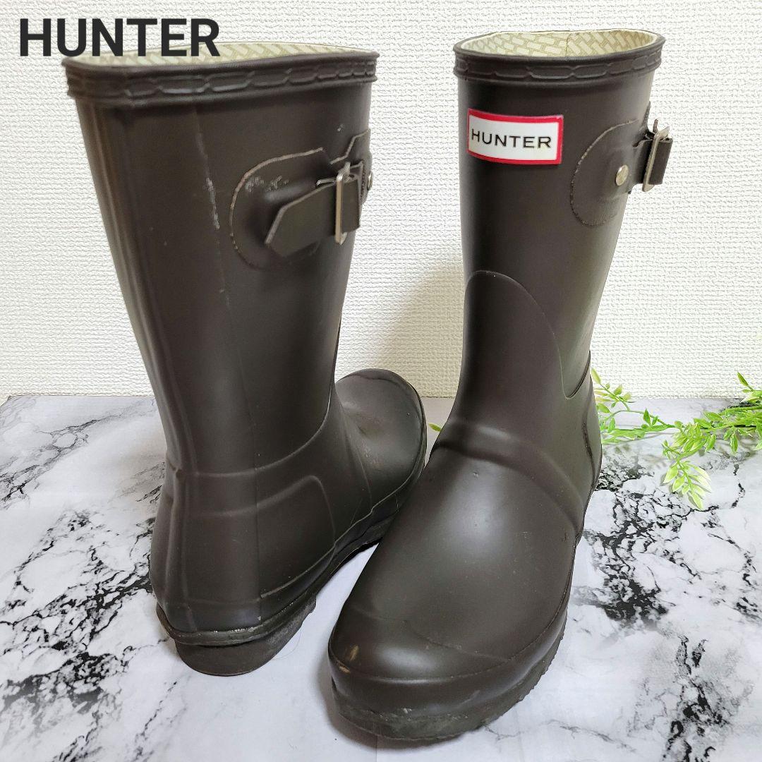 HUNTER ハンター レインブーツ 長靴 ミドル丈 ダークブラウン - メルカリ