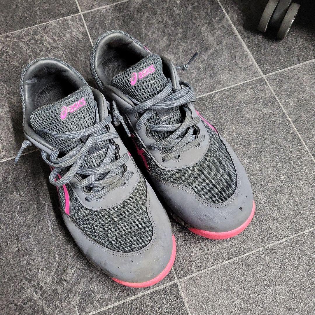 アシックス 安全靴 セーフティーシューズ グレー×ピンク 限定 26.5cm