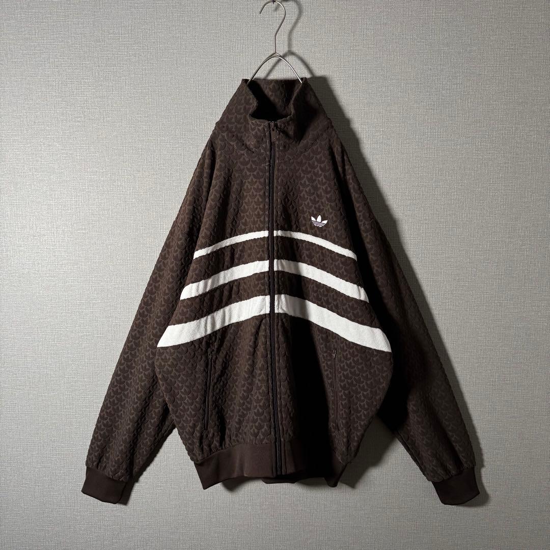 希少デザイン★adidas ワッフル素材 凹凸 トラックジャケット 刺繍 2XL