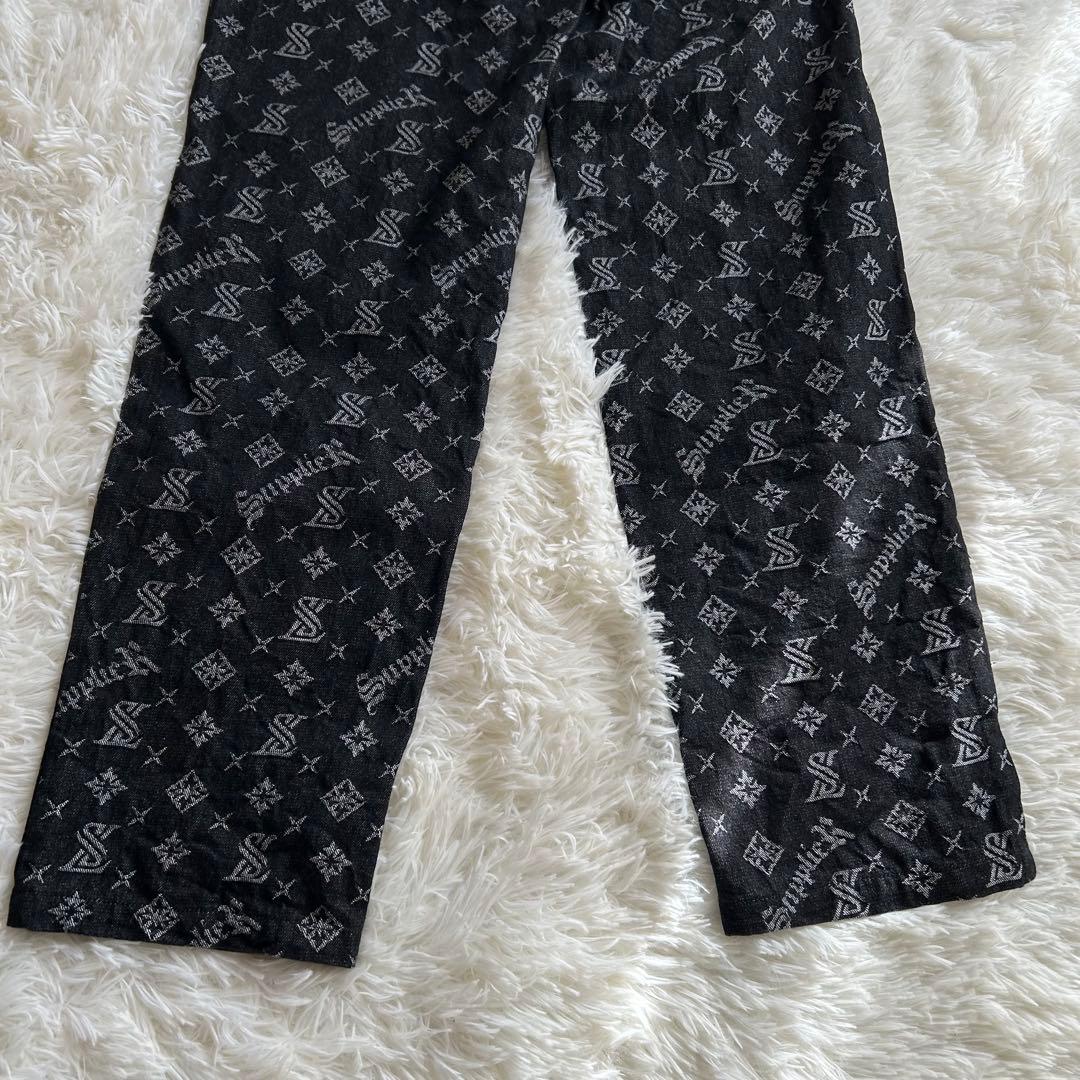 美品 完売品 supplier モノグラム ストレート デニム 総柄 M ロゴ