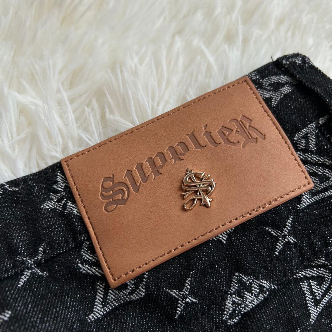 美品 完売品 supplier モノグラム ストレート デニム 総柄 M ロゴ