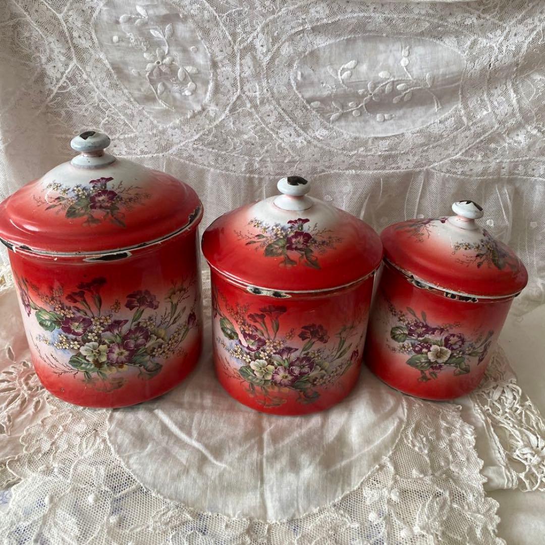 工場 直営 店その他 - フランスアンティーク ホーローキャニスター