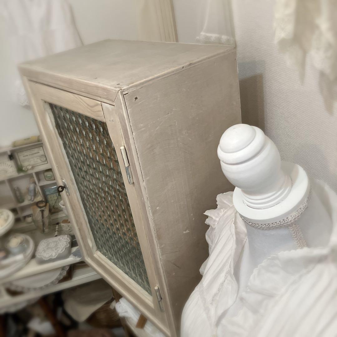 フランスアンティーク ウォールシェルフ 木製 ガラスキャビネット 棚 ブロカント