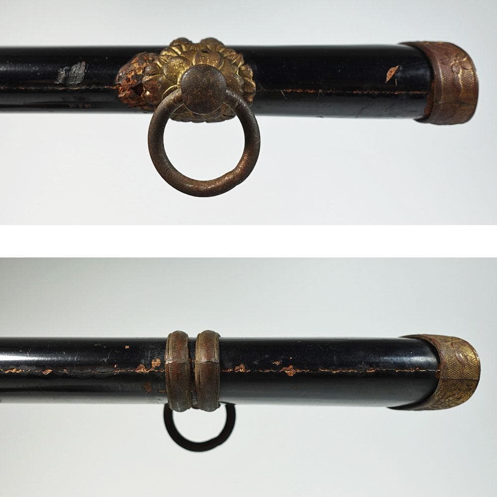 海軍太刀拵　旧日本軍　旭日大切羽　刀緒　軍刀拵　一環吊　全長96.5cm　海軍刀