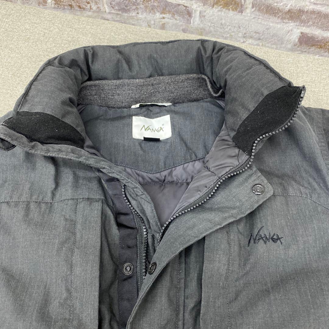 N599♪ NANGA ダウンジャケット M フードなし グレー