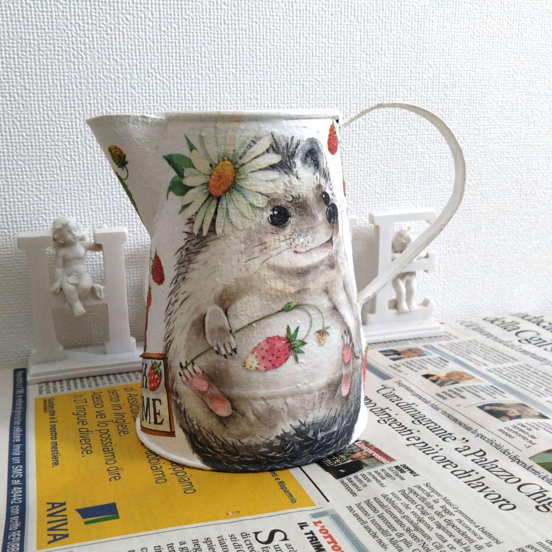 デコパージュ リメ缶☆G-12 I♡Strawberry&ハリネズミさん - メルカリ