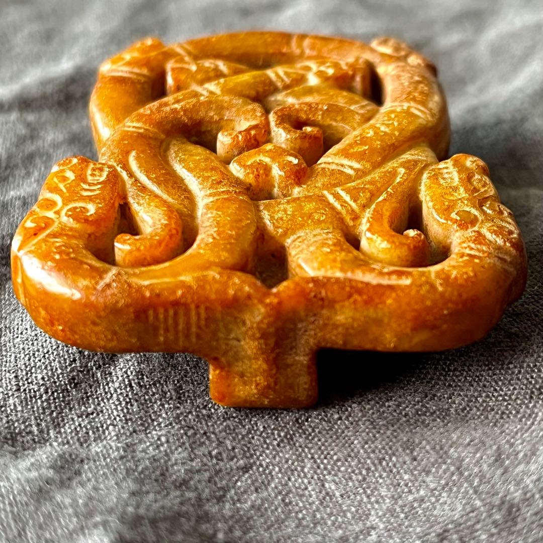 アンティーク ジェイド 彫刻 和田玉 ネフライト 中国王朝 古玉 龍