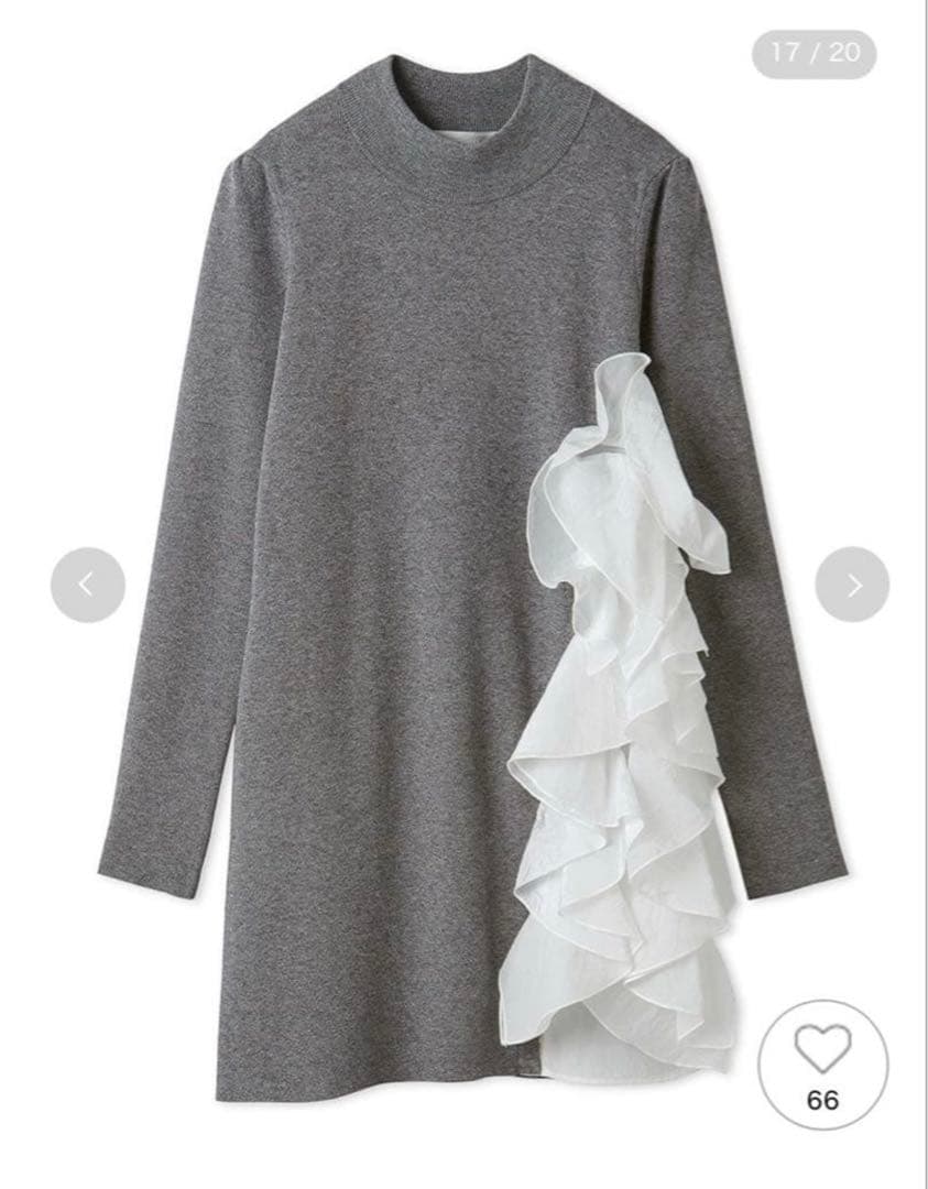 CELFORDラッフルデザインドッキングニットワンピ グレー