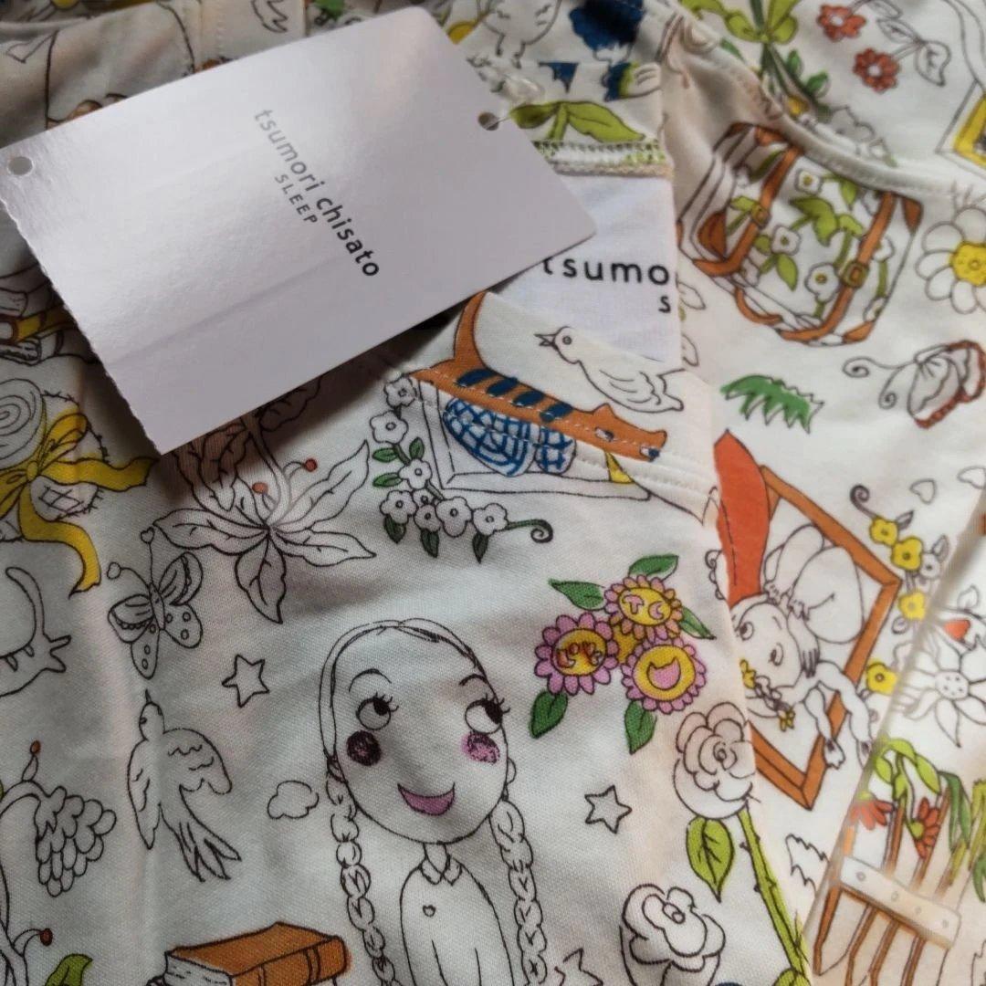 tsumorichisatosleep森の植物⋅花鳥⋅女の子の総柄上下セット新品
