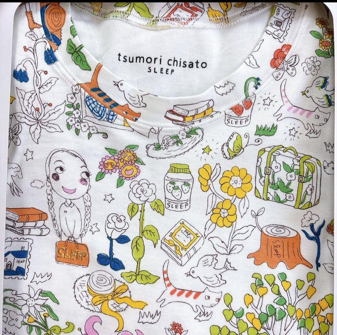 tsumorichisatosleep森の植物⋅花鳥⋅女の子の総柄上下セット新品