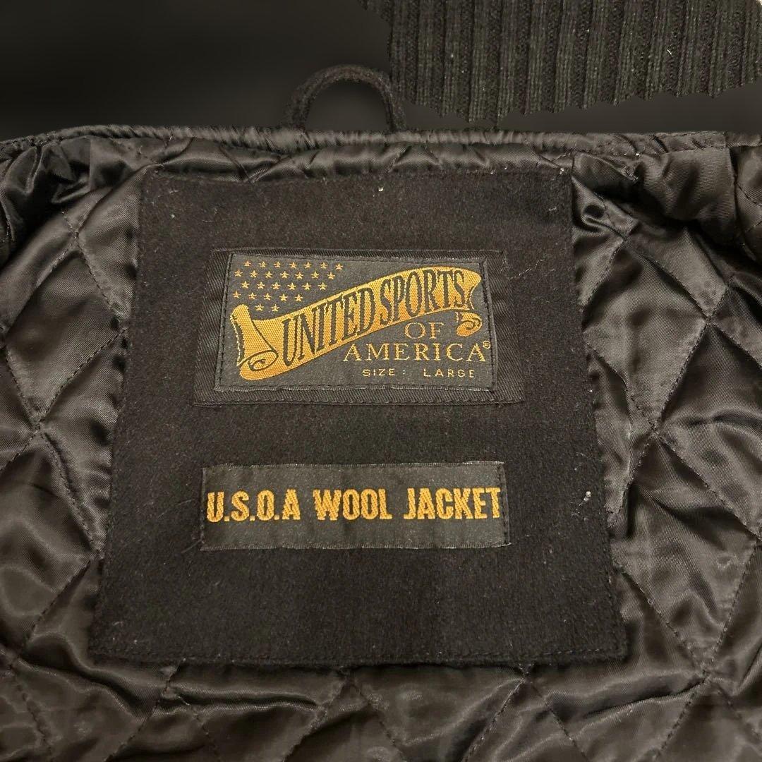 UNITED SPORTS OF AMERICA スタジャン ブラック　レザー