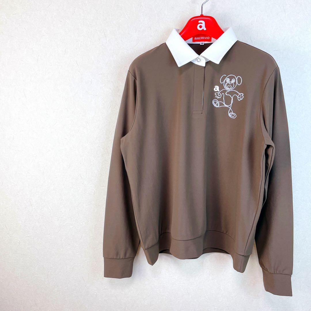 【新品未使用 アルチビオ】機能素材ラガー襟長袖プルオーバー38号