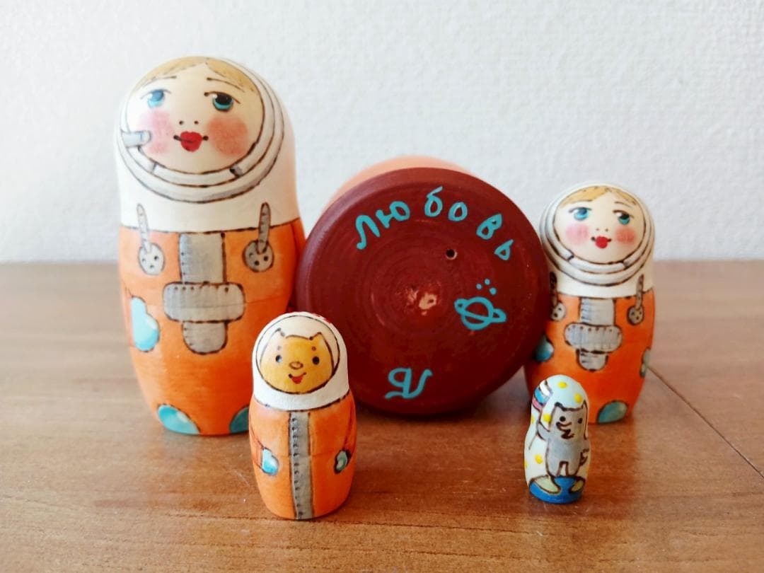 【LYH006】北欧ロシア雑貨 リューバ作のマトリョーシカ　宇宙開発
