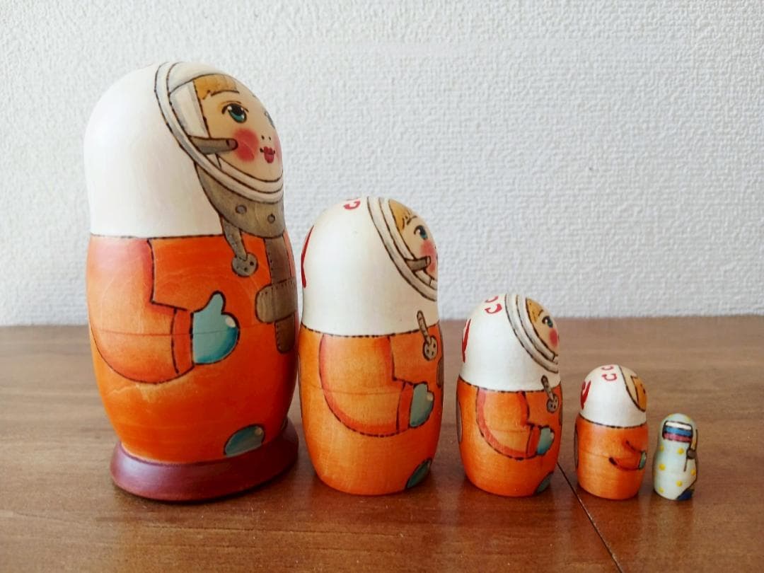 【LYH006】北欧ロシア雑貨 リューバ作のマトリョーシカ　宇宙開発