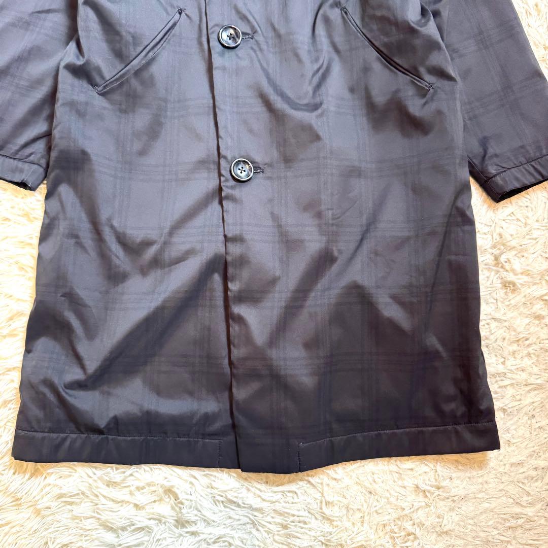 Y's　ヨウジヤマモト　ノーカラーコート　アシンメトリー　チェック　黒　M相当