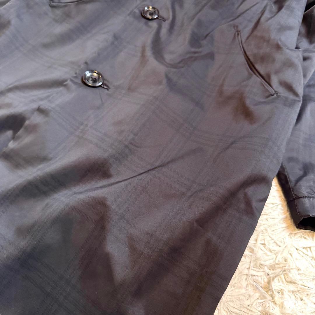 Y's　ヨウジヤマモト　ノーカラーコート　アシンメトリー　チェック　黒　M相当