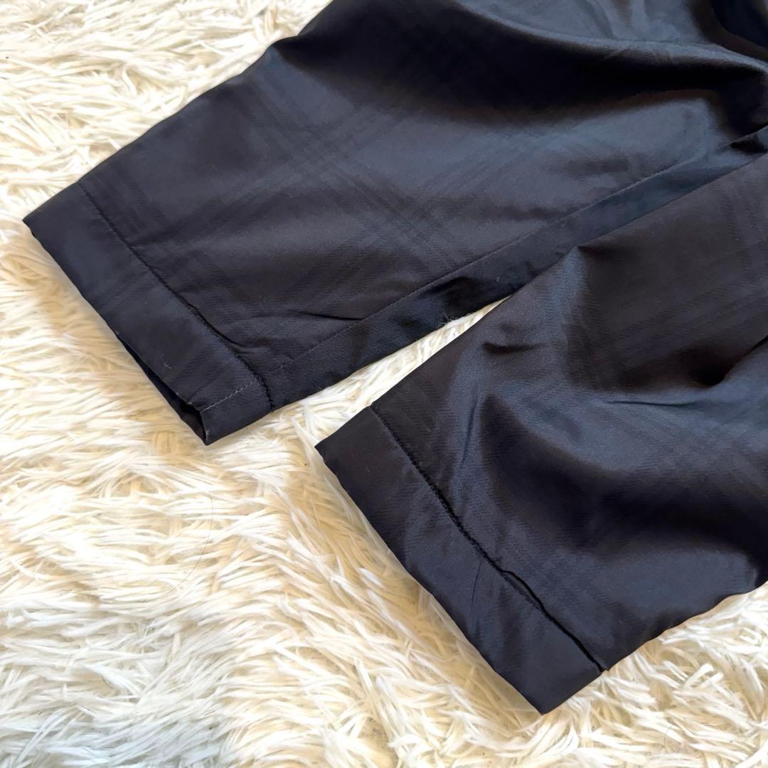 Y's　ヨウジヤマモト　ノーカラーコート　アシンメトリー　チェック　黒　M相当