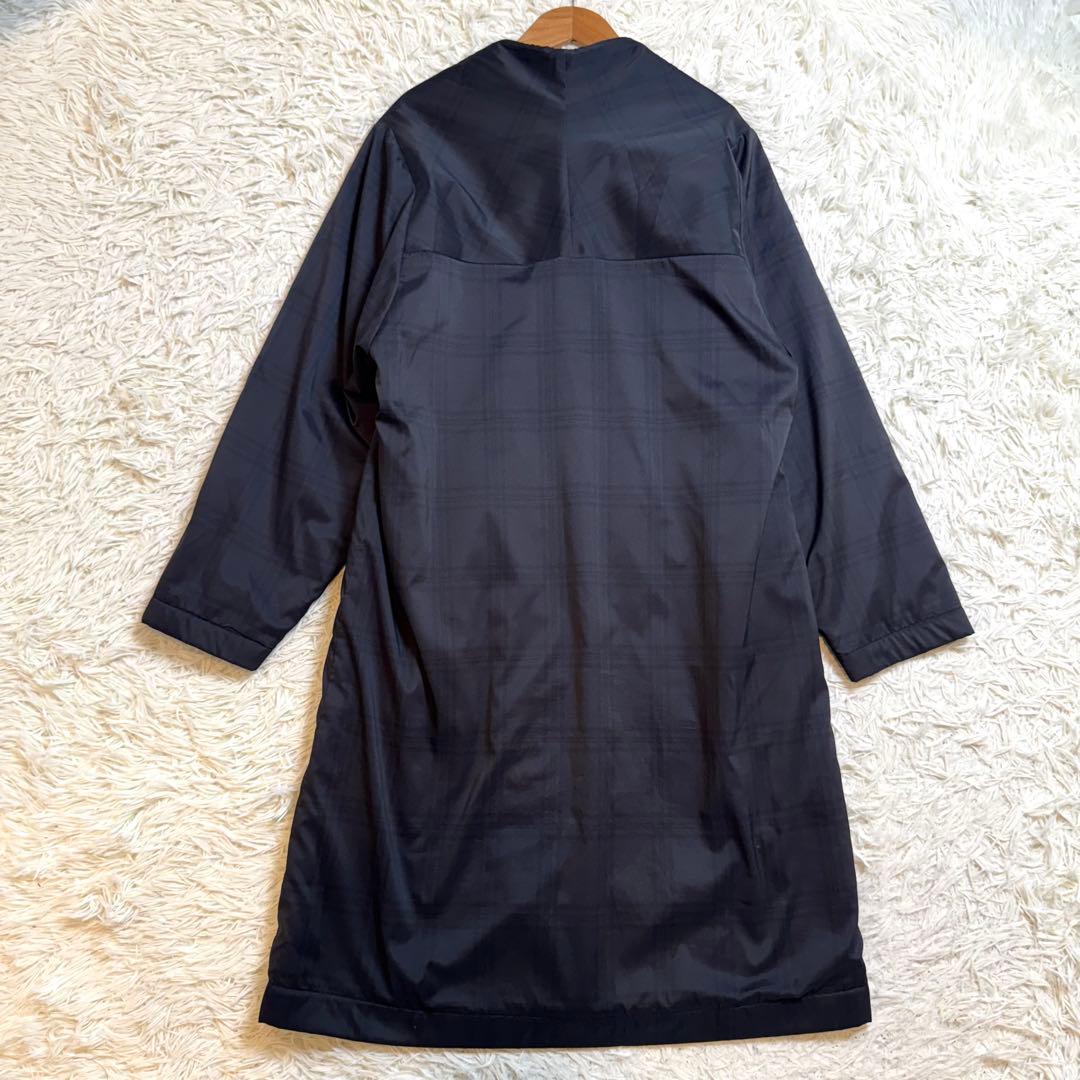 Y's　ヨウジヤマモト　ノーカラーコート　アシンメトリー　チェック　黒　M相当