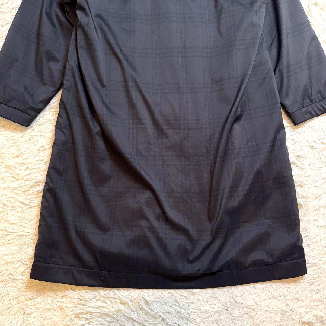 Y's　ヨウジヤマモト　ノーカラーコート　アシンメトリー　チェック　黒　M相当