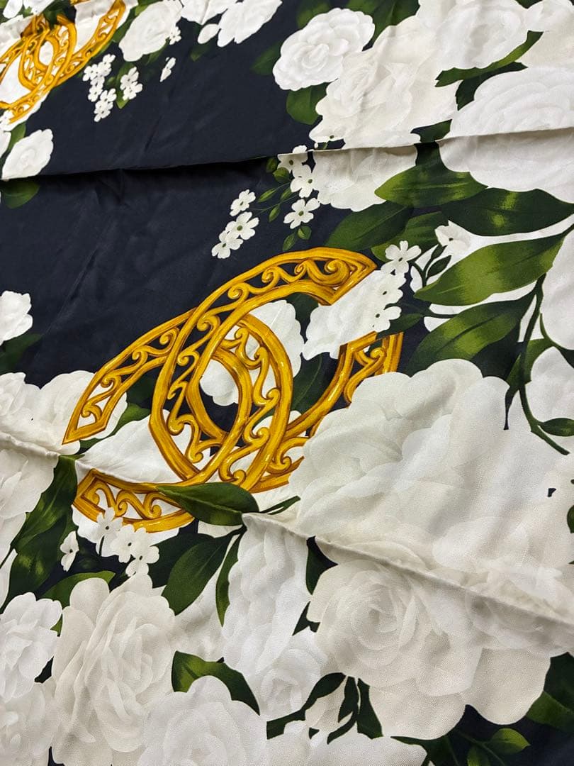 CHANEL シルクスカーフ ネイビー