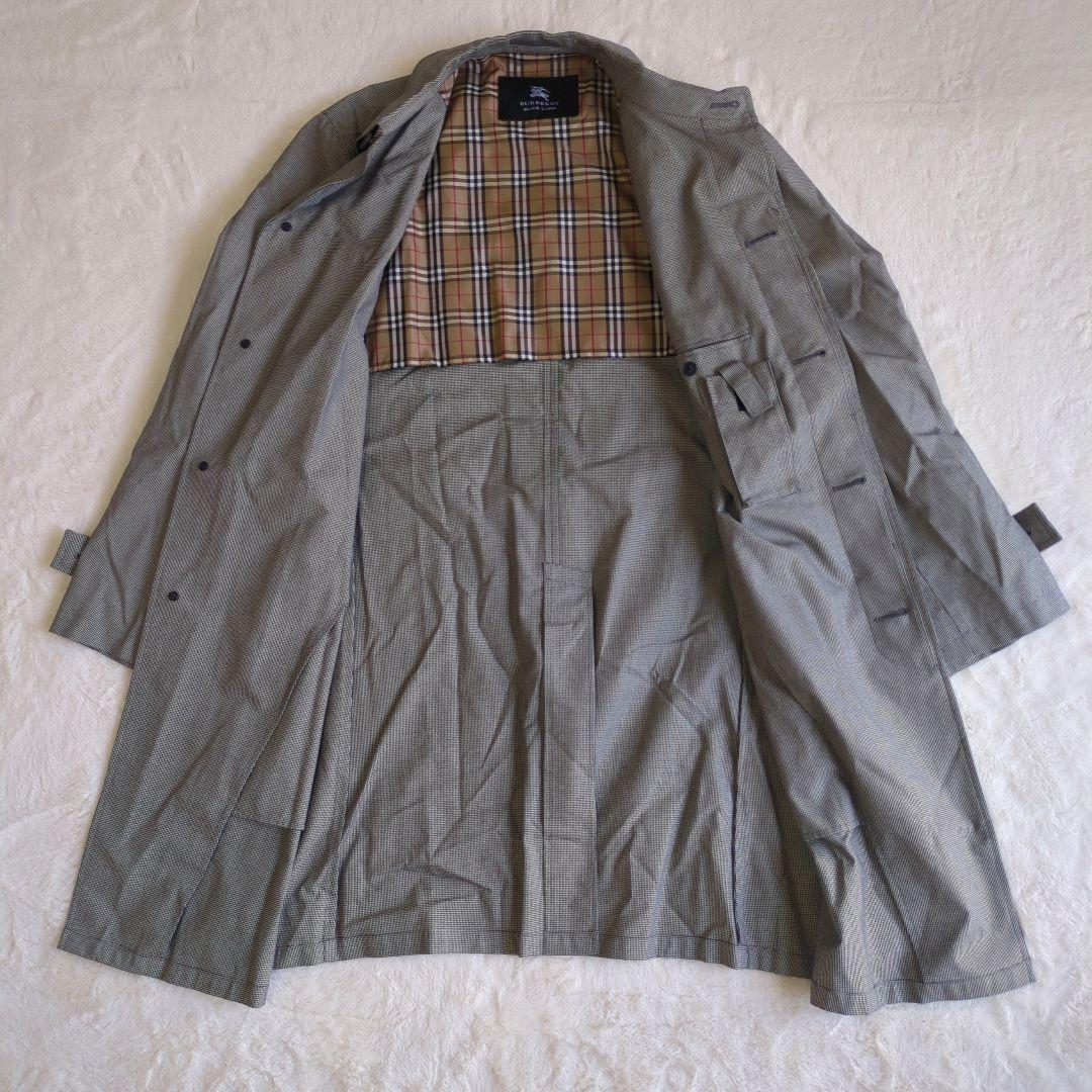 バーバリーブラックレーベル ステンカラーコート ノバチェック 千鳥格子 メンズ