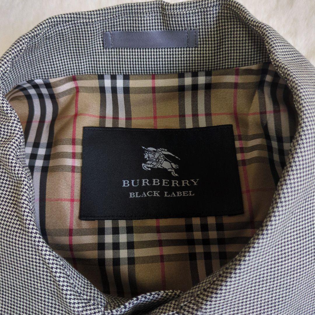 バーバリーブラックレーベル ステンカラーコート ノバチェック 千鳥格子 メンズ
