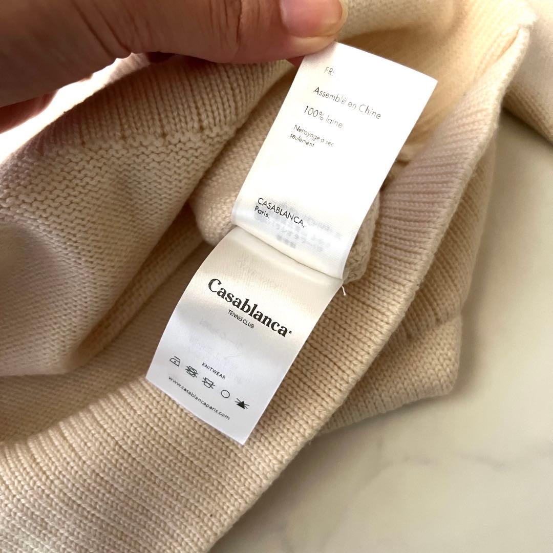 希少 カサブランカ ニット セーター 肉厚 テニス スウェット Lサイズ ウール