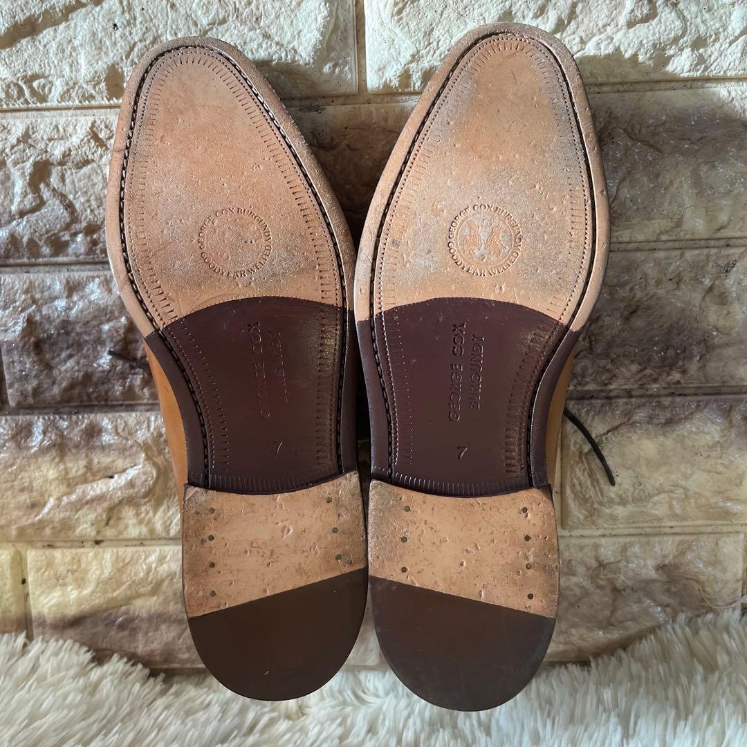 新品同様　ジョージ コックス バーガンディ プレーントゥ 25.5cm