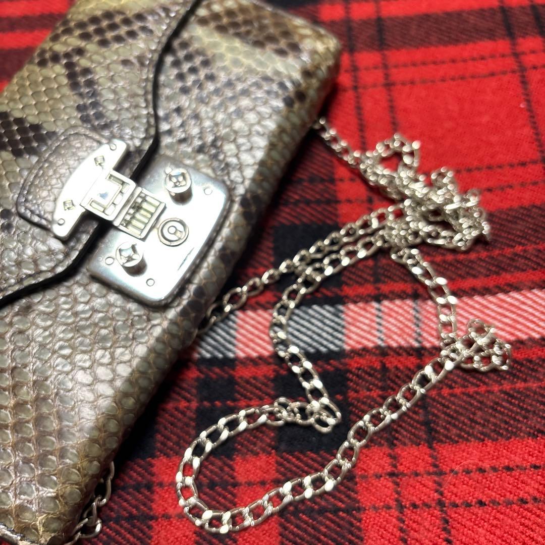 ■ 龍庵弧月 GUCCI グッチ パイソン チェーンウォレット ■