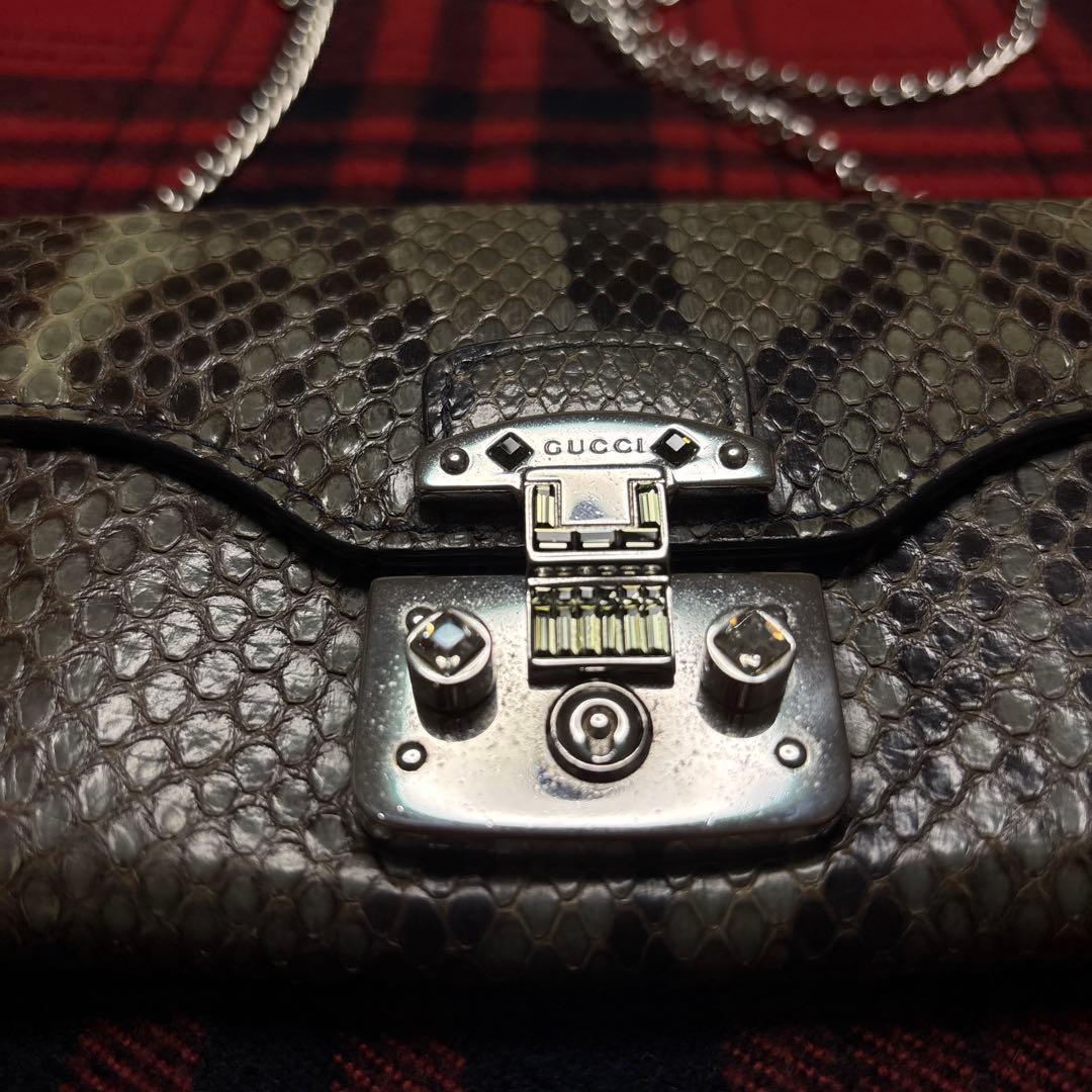 ■ 龍庵弧月 GUCCI グッチ パイソン チェーンウォレット ■