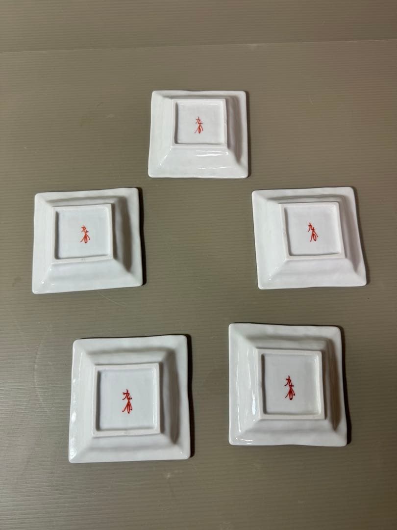 2897 九谷焼　春夏秋冬　豆角皿　5客　未使用