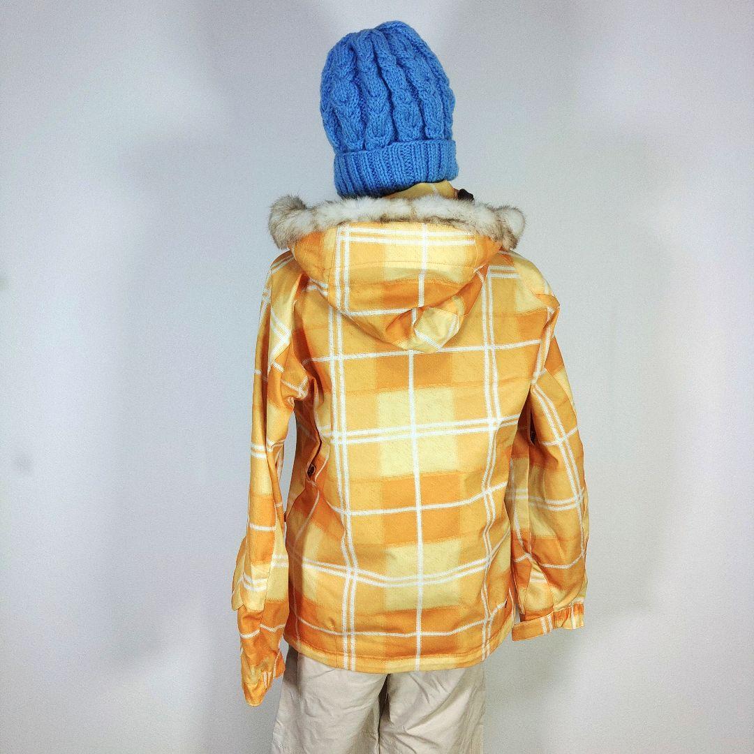 レディース　M　スキー　スノーボードウェア　上下セット　イエロー　黄　チェック柄