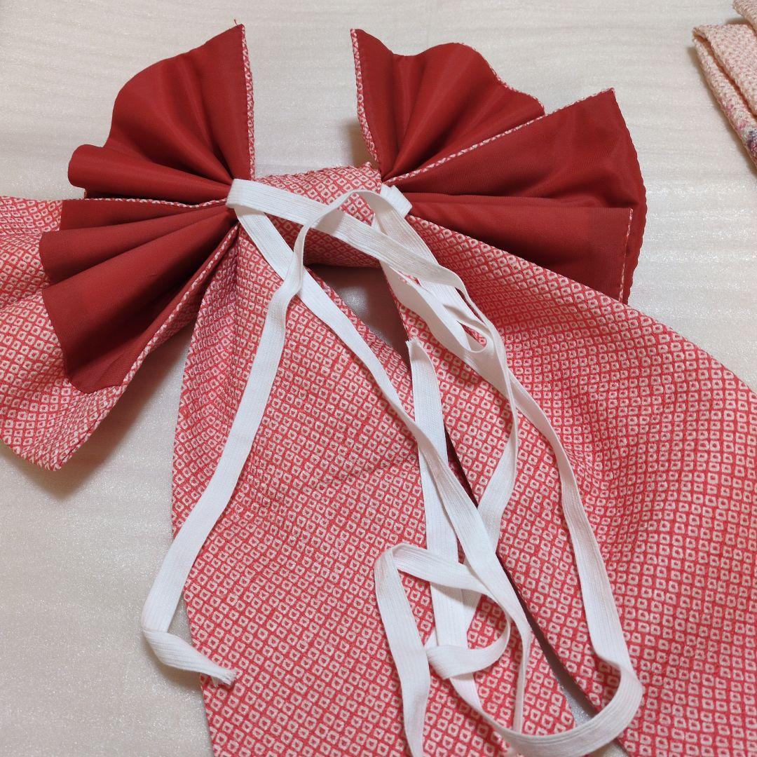 七五三７歳正絹着物とハンドメイドのだらり帯と帯締め帯揚げとしごきのセット