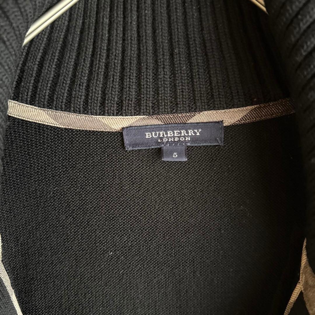 《美品★》バーバリーロンドン　リブニット　ノバチェック　刺繍ロゴ　ジップアップ