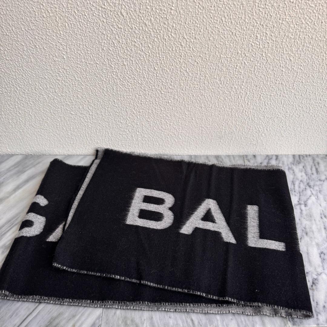BALENCIAGA バレンシアガ カシミヤマフラー リバーシブル ロゴ グレー