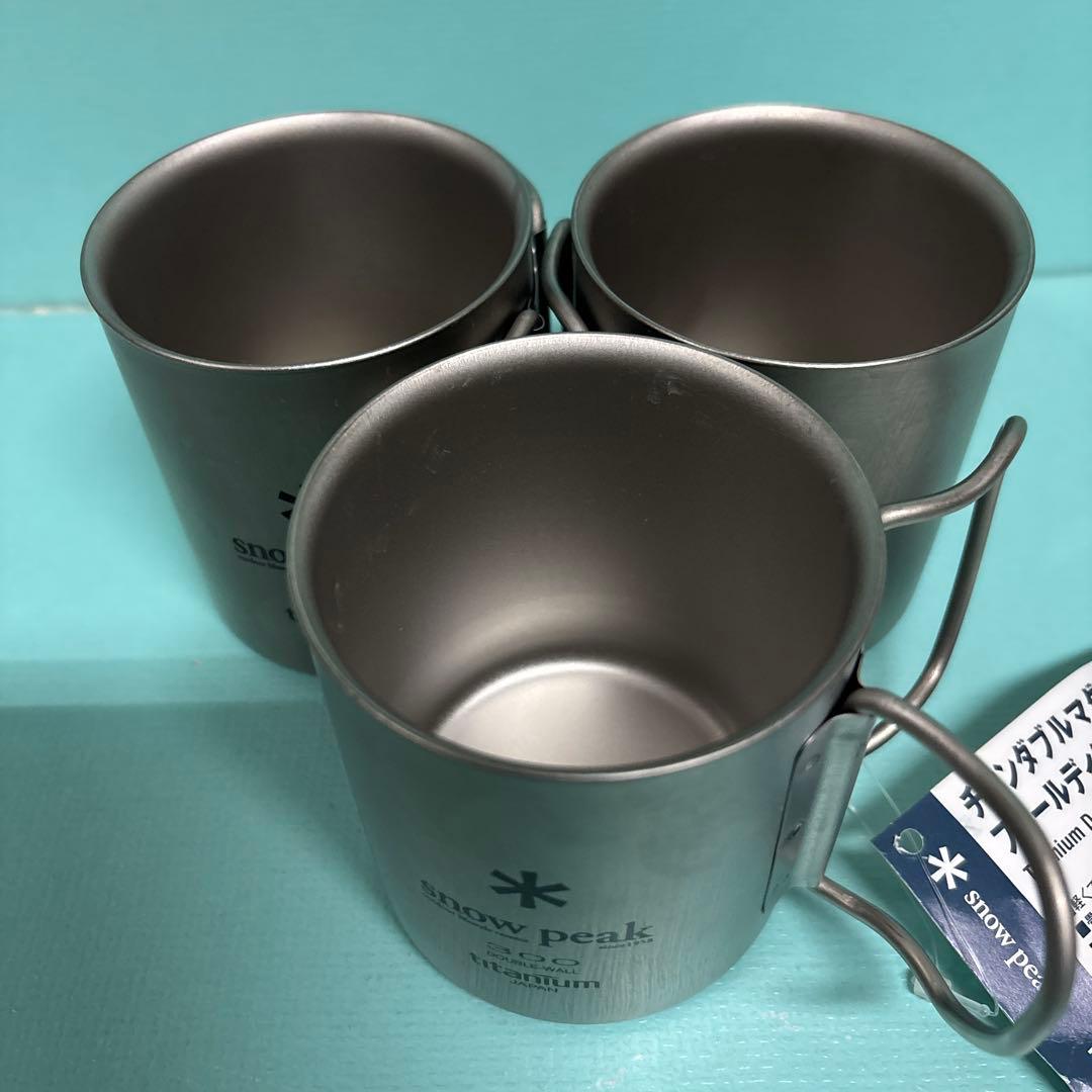 3個セットPeak スノーピーク チタン ダブルマグ 300　ダルマ付き
