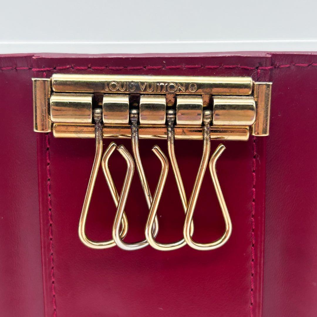 【ルイヴィトン】ミュルティクレ4 ヴェルニ レッド M91211 4連キーケース