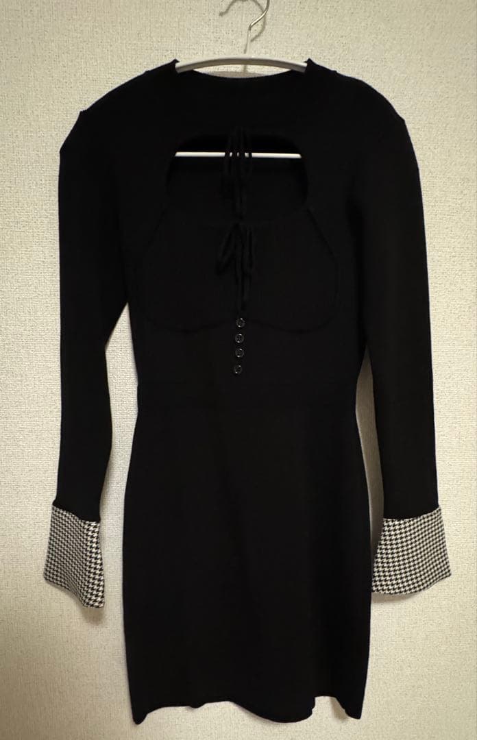 Darich フロントオープンニットミニワンピース FREE/ブラック