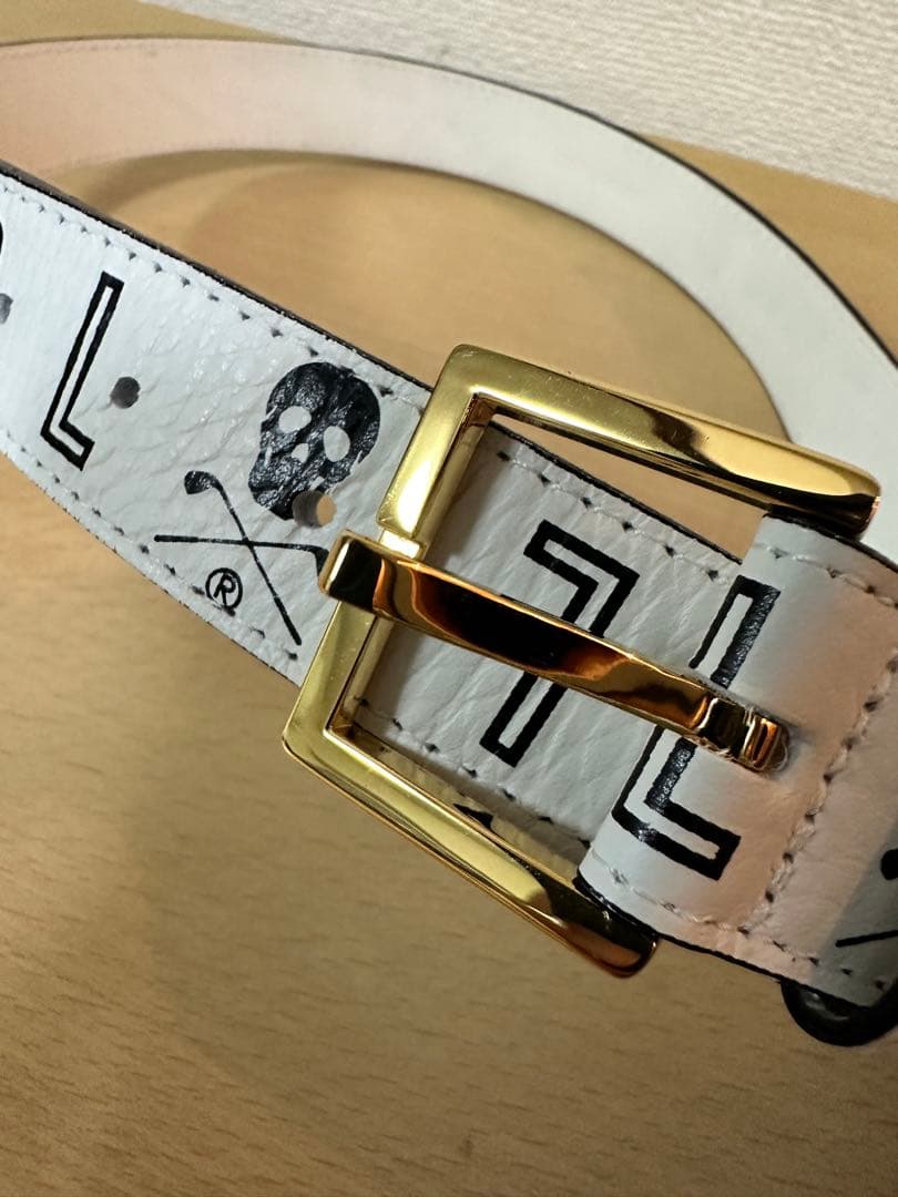 MARK&LONA マークアンドロナ　レザーロゴベルト　スカルロゴ　日本製