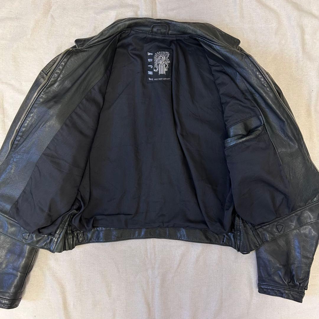 西ドイツ製 短丈 レザージャケット スウィングトップ フェードブラック 黒