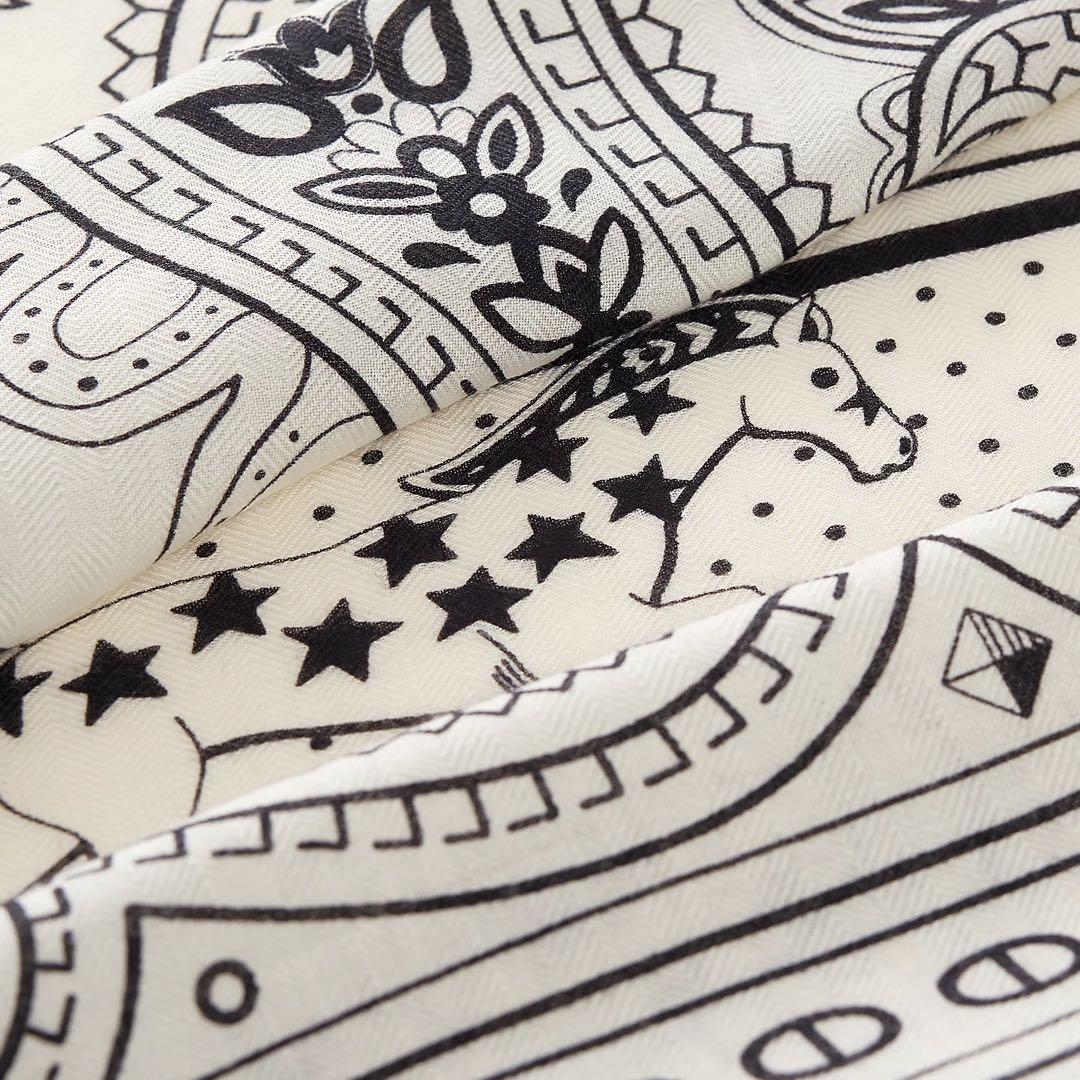 エルメス カレジェアン カシミヤシルク 《カレジェアン》【白黒】新品未使用品