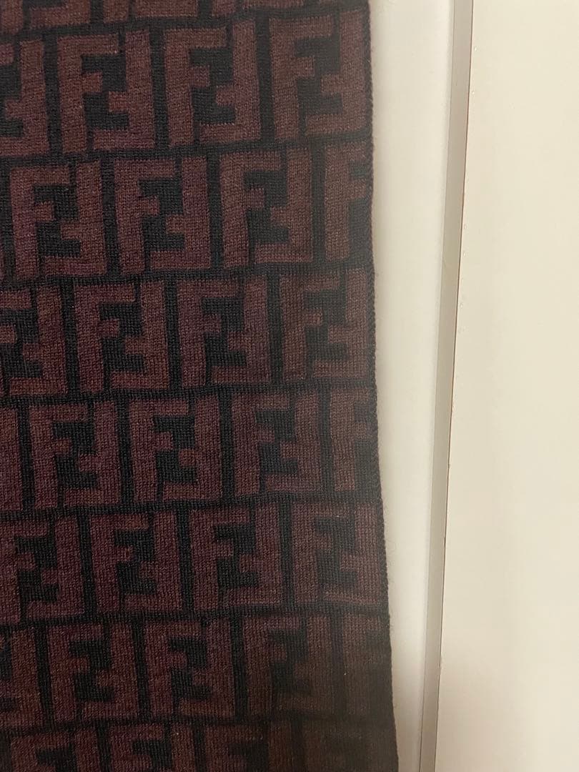 FENDI マフラー ブラックxブラウン ズッカ柄 イタリア製 50