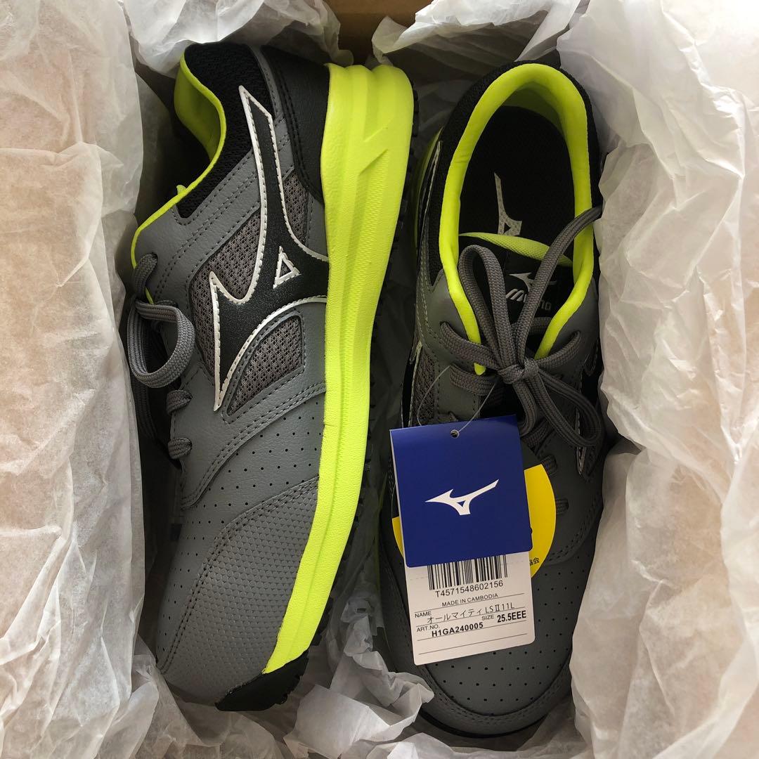 新品未使用　Mizuno 安全靴 25.5cm グレー/ライム