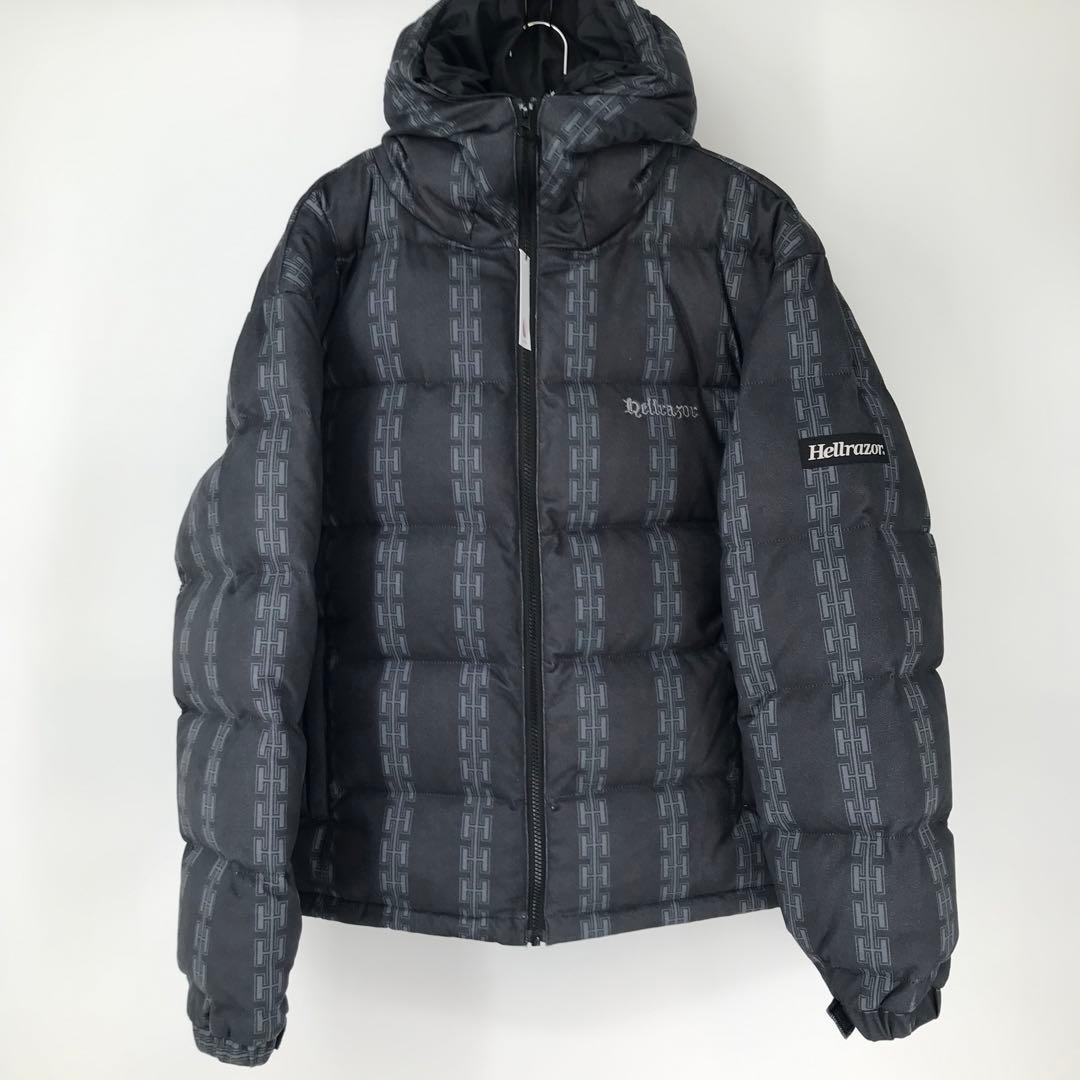 【未使用】ヘルレイザー　ダウンジャケット　M　チャコール　総柄